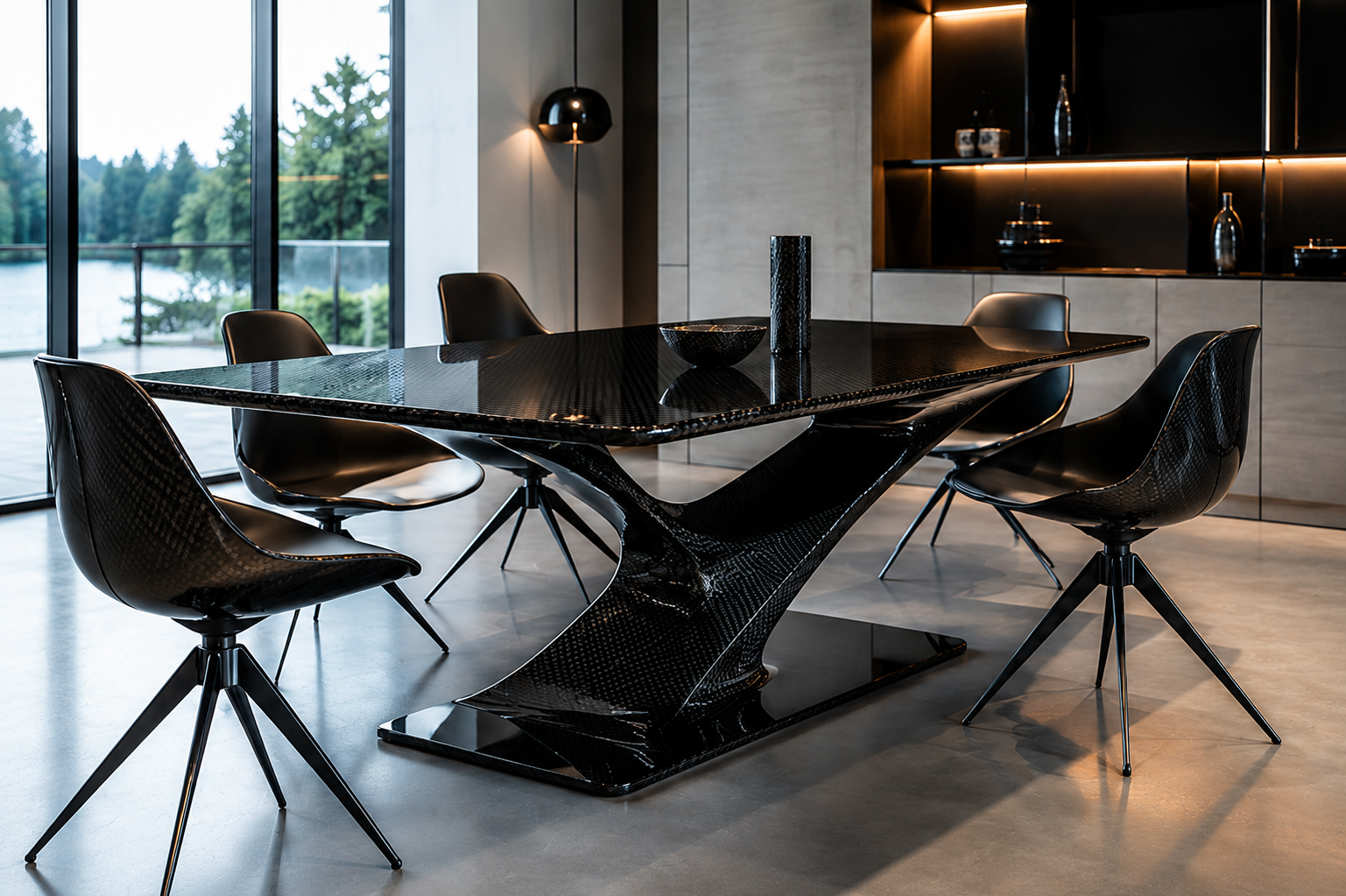 Tavolo design in fibra di carbonio